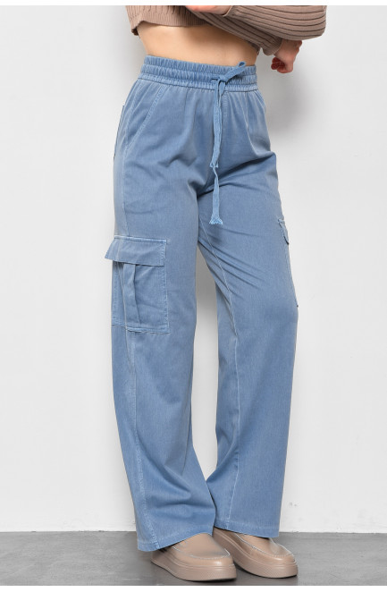 Штани жіночі напівбатальні блакитного кольору 176002L