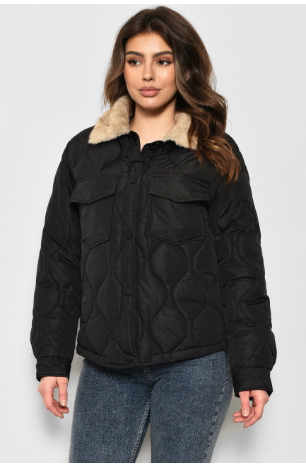 Куртка жіноча демісезонна чорного кольору 176028L
