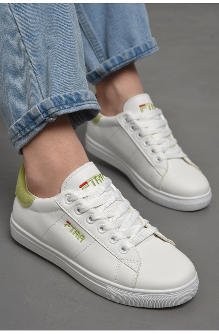 Кросівки жіночі білого кольору на шнурівці 176033L