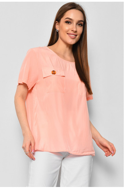 Блуза жіноча з коротким рукавом  персикового кольору 176167L