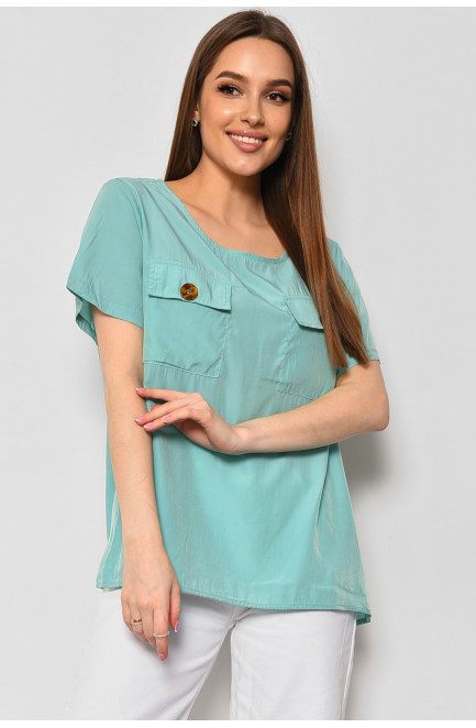 Блуза женская с коротким рукавом мятного цвета 176168L
