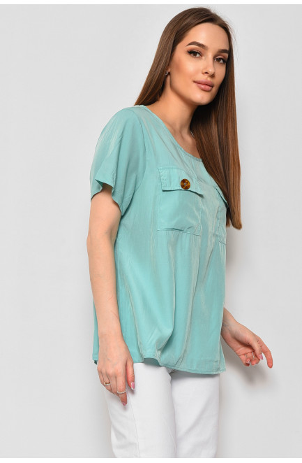 Блуза жіноча з коротким рукавом  м'ятного кольору 176168L