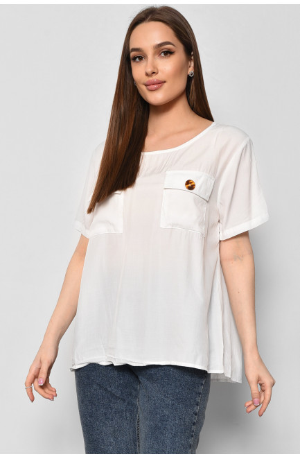Блуза жіноча з коротким рукавом  білого кольору 176169L