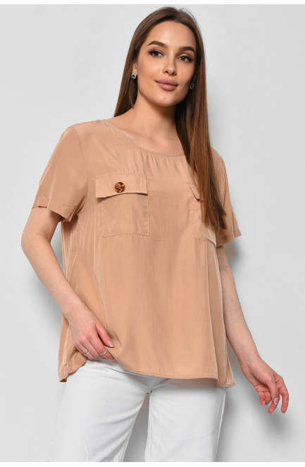 Блуза женская с коротким рукавом бежевого цвета 176170L
