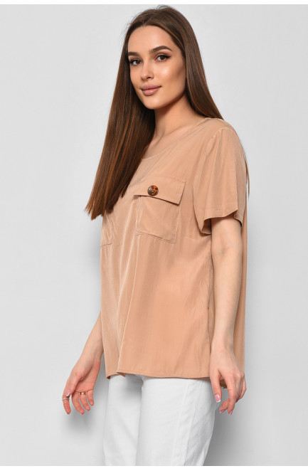 Блуза жіноча з коротким рукавом  бежевого кольору 176170L