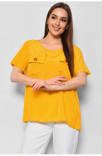 Блуза женская с коротким рукавом горчичного цвета 176171L