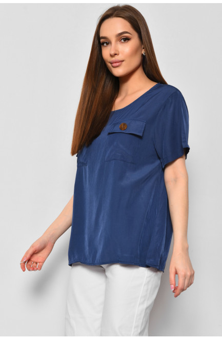 Блуза женская с коротким рукавом синего цвета 176172L