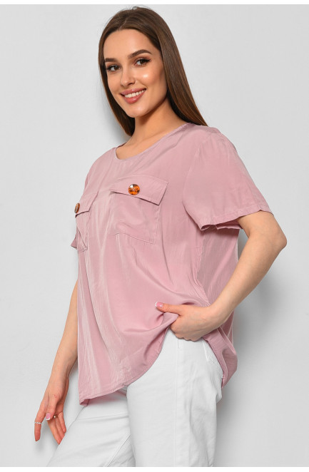 Блуза жіноча з коротким рукавом  пудрового кольору 176173L
