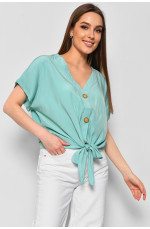 Блуза женская полубатальная с коротким рукавом мятного цвета 176175L