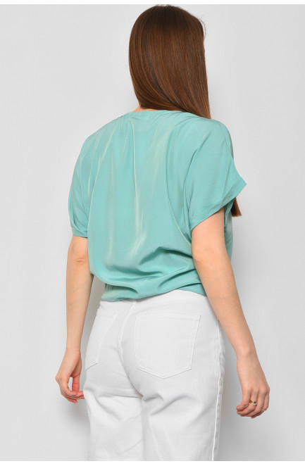 Блуза жіноча напівбатальна з коротким рукавом  м'ятного кольору 176175L