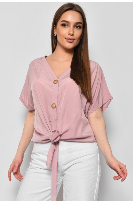 Блуза жіноча напівбатальна з коротким рукавом  пудрового кольору 176176L