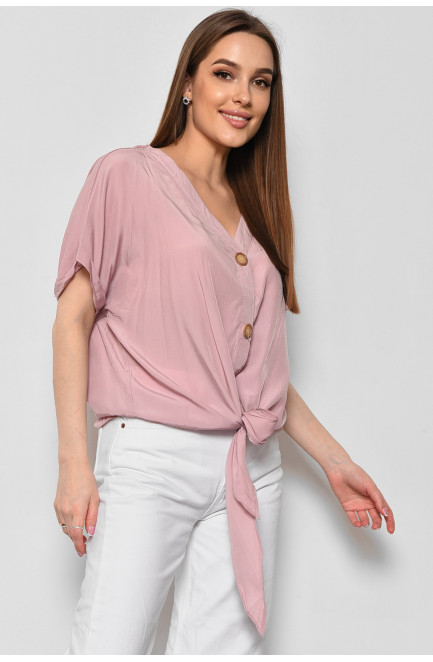 Блуза жіноча напівбатальна з коротким рукавом  пудрового кольору 176176L