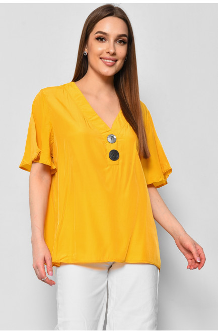 Блуза женская с коротким рукавом горчичного цвета 176185L