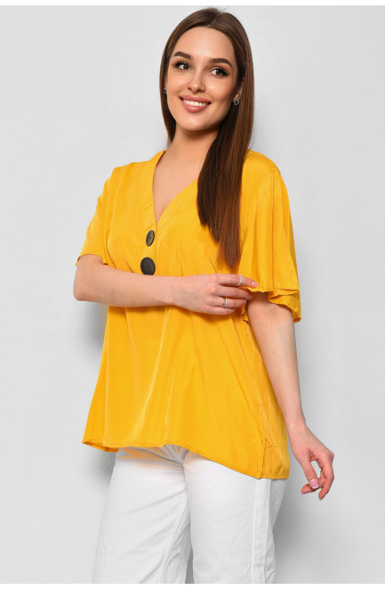 Блуза жіноча з коротким рукавом  гірчичного кольору 176185L