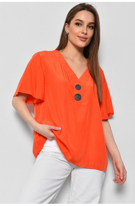 Блуза женская с коротким рукавом оранжевого цвета 176188L