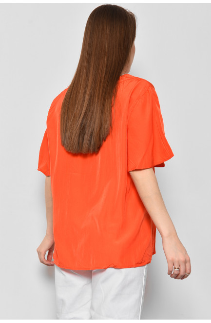 Блуза женская с коротким рукавом оранжевого цвета 176188L