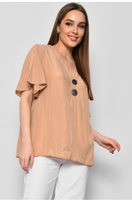 Блуза жіноча з коротким рукавом  бежевого кольору 176189L