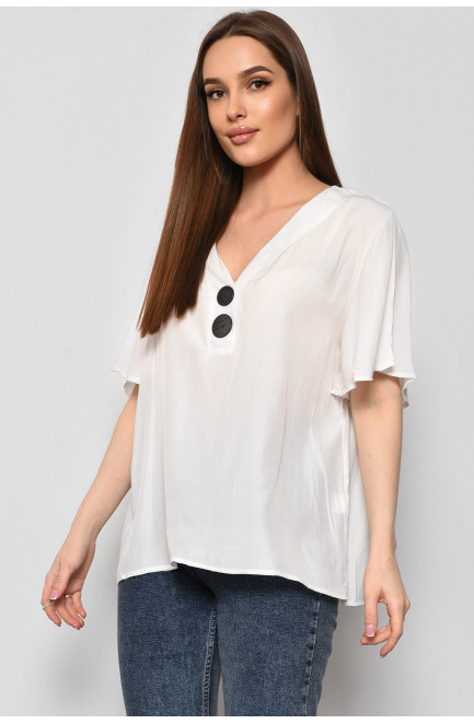 Блуза жіноча з коротким рукавом  білого кольору 176196L