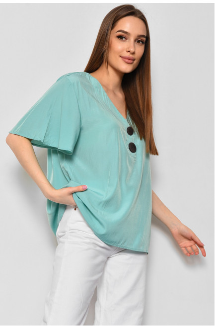 Блуза женская с коротким рукавом мятного цвета 176198L