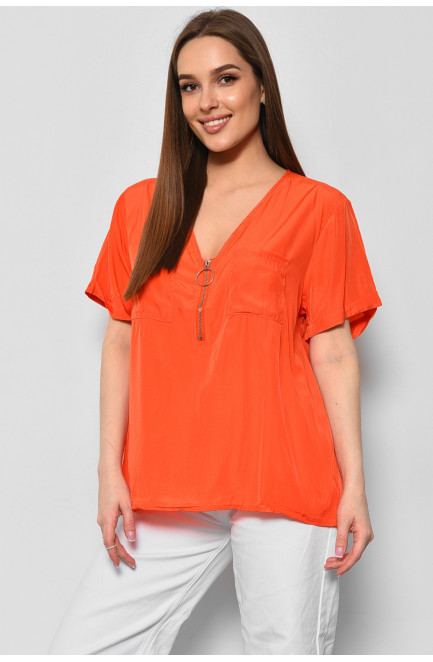 Блуза женская с коротким рукавом оранжевого цвета 176210L