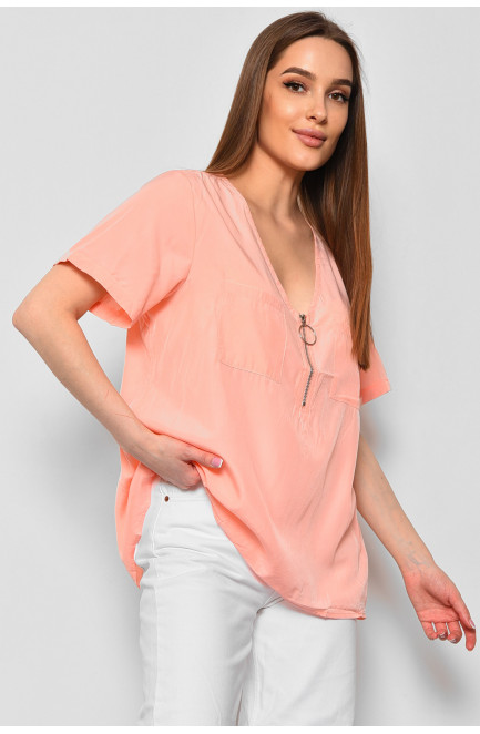 Блуза жіноча з коротким рукавом  персикового кольору 176211L