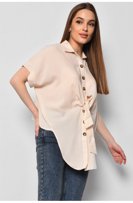 Блуза женская с коротким рукавом светло-бежевого цвета 176221L