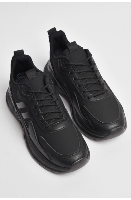 Кросівки чоловічі чорного кольору на шнурівці 176274L