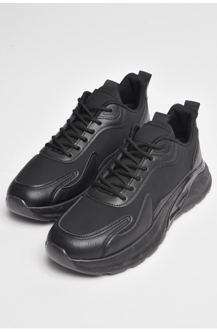 Кросівки чоловічі чорного кольору на шнурівці 176275L