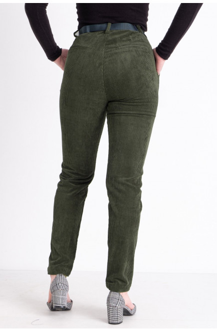 Штани жіночі вельвет зеленого кольору 176362L