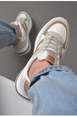 Кроссовки женские бело-серого цвета на шнуровке 176629L