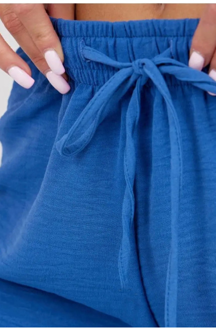 Штаны летние с ткани  жатка голубого цвета 176683L