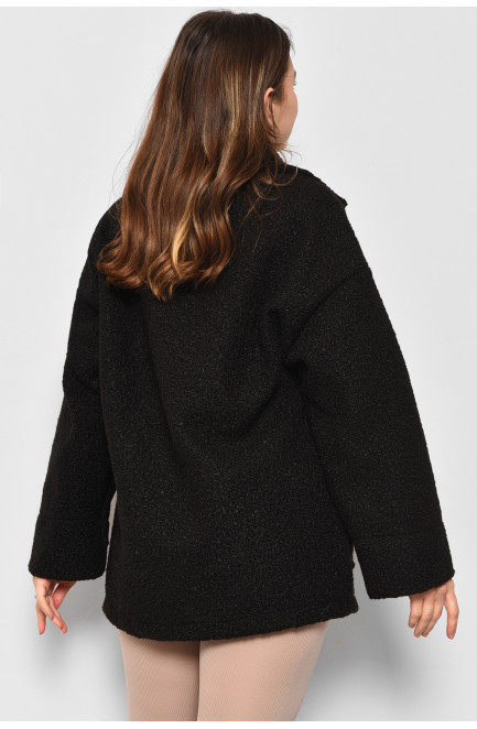 Пальто женское полубатальное укороченное черного цвета 176717L