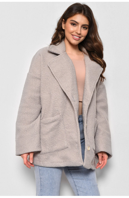 Пальто жіноче напівбатальне вкорочене темно-сірого кольору 176722L