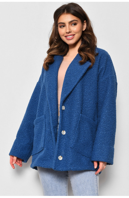 Пальто жіноче напівбатальне вкорочене синьго кольору 176723L