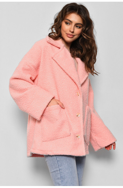 Пальто жіноче напівбатальне вкорочене рожевого кольору 176725L