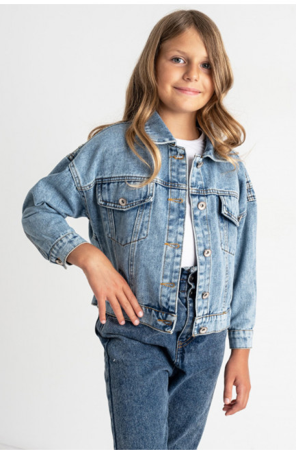 Пиджак детский для девочки джинсовый голубого цвета 176833L