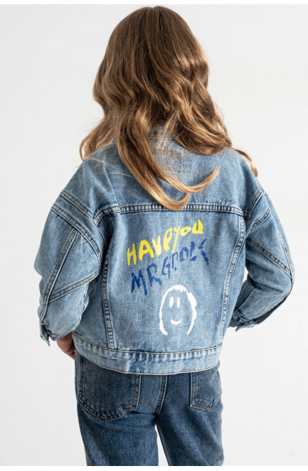 Пиджак детский для девочки джинсовый голубого цвета 176833L