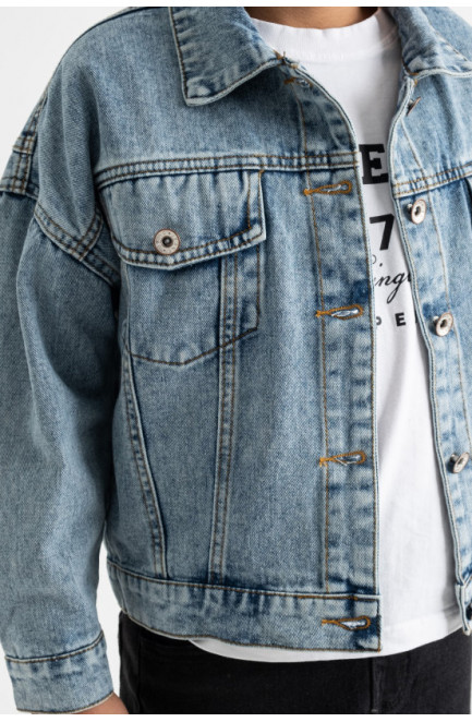 Піджак дитячий для дівчинки джинсовий блакитного кольору 176841L