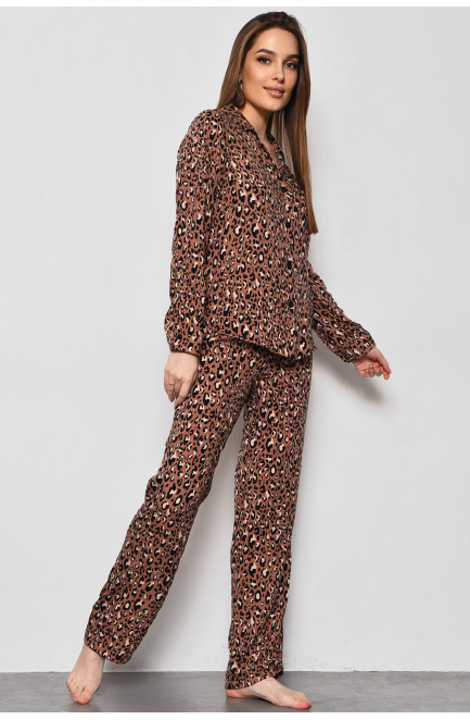 Пижама женская коричневого цвета с принтом 176847L