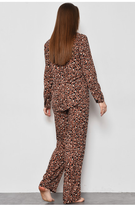 Піжама жіноча коричневого кольору з принтом 176847L