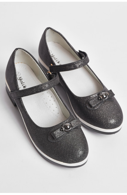 Туфли детские для девочки темно-серого цвета 176927L