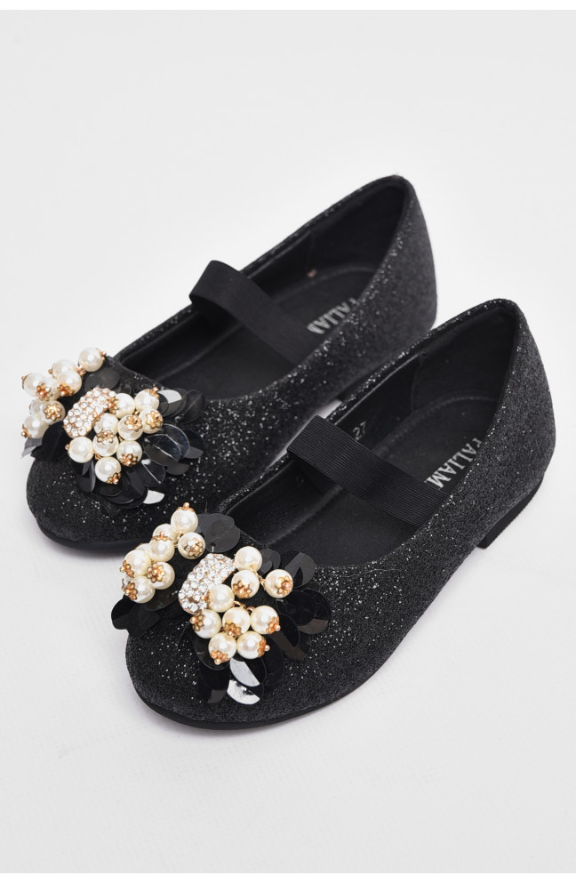 Балетки детские для девочки черного цвета 176951L