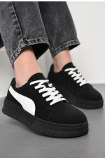 Кросівки жіночі чорно-білого кольору на шнурівці 177026L