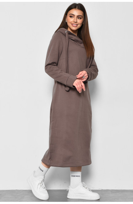 Сукня-худі жіноча напівбатальна на флісі кольору мокко 177089L
