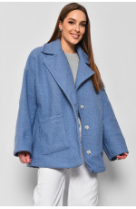 Пальто женское полубатальное укороченное голубого цвета 177129L