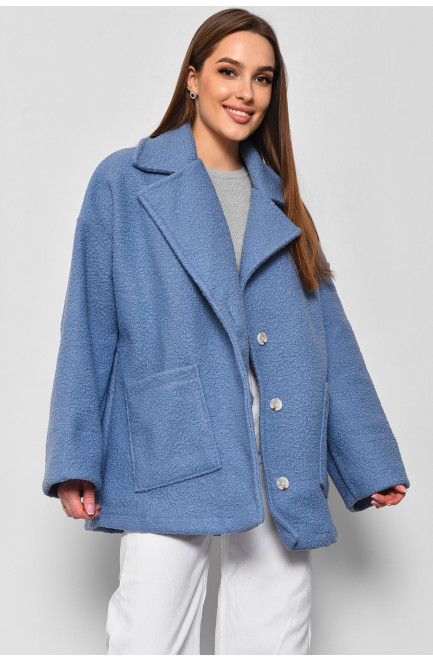 Пальто жіноче напівбатальне вкорочене блакитного кольору 177129L
