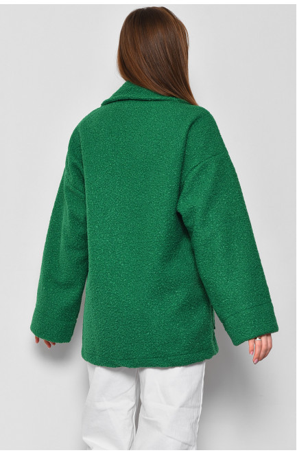 Пальто жіноче напівбатальне вкорочене зеленого кольору 177131L