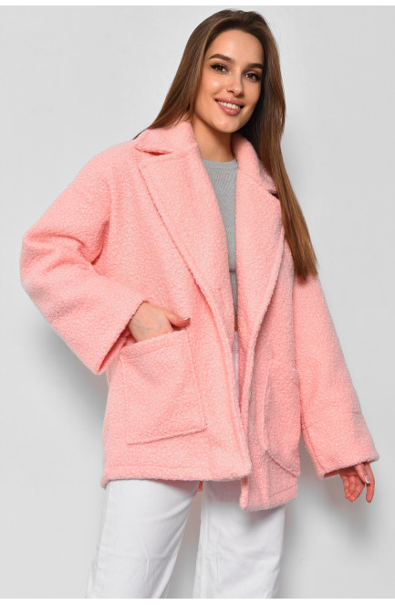 Пальто жіноче напівбатальне вкорочене персикового кольору 177132L