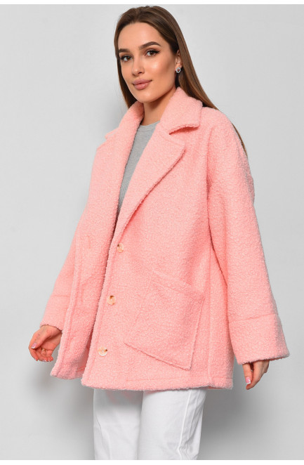 Пальто жіноче напівбатальне вкорочене персикового кольору 177132L
