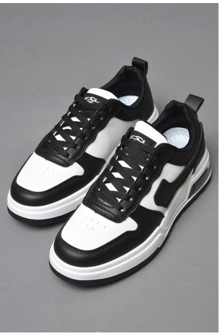 Кросівки чоловічі чорно-білого кольору на шнурівці 177213L